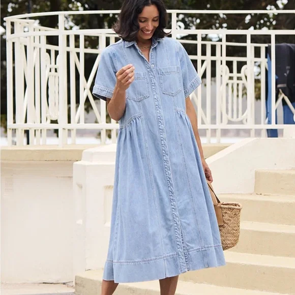 MAYE Montana Denim Shirtdress - Picture 1 of 13